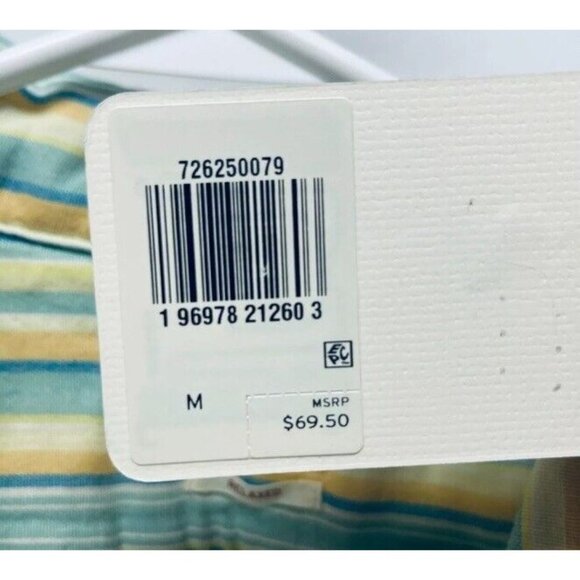 Levi’s Shirt Size M Men’s The Sunset Camp Striped Relaxed Yelow Green White New - Picture 5 of 10